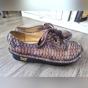 Alegria PG Lite Abby Shoes Snake Croc Leather Clog Oxford Comfort Professional
